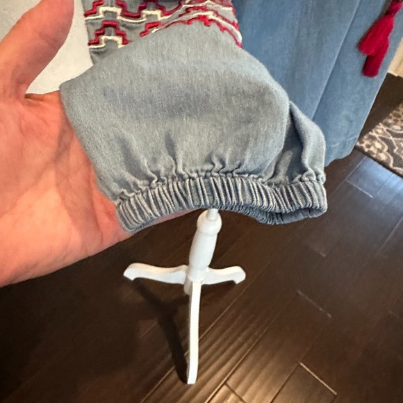BROOKE SHIELDS Denim Boho Peasant Shirt - M - Picture 8 of 12